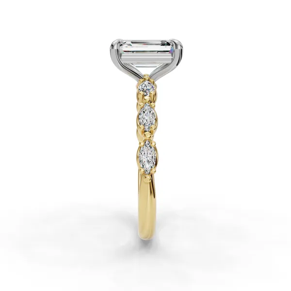 18K Yellow Gold Emerald Engagement Ring Setting Image 3 SVS Fine Jewelry Oceanside, NY