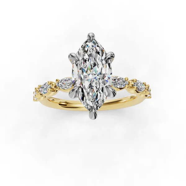 18K Yellow Gold Marquise Engagement Ring Setting Image 4 SVS Fine Jewelry Oceanside, NY