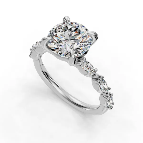 Platinum Round Engagement Ring Setting SVS Fine Jewelry Oceanside, NY