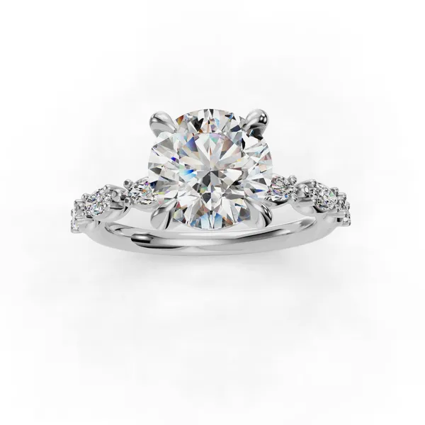 Platinum Round Engagement Ring Setting Image 4 SVS Fine Jewelry Oceanside, NY