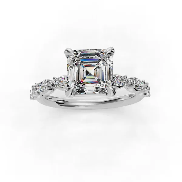 Platinum Asscher Engagement Ring Setting Image 4 SVS Fine Jewelry Oceanside, NY