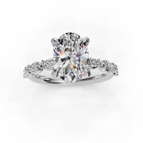 Platinum Oval Engagement Ring Setting Image 4 SVS Fine Jewelry Oceanside, NY