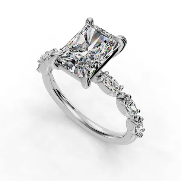 Platinum Radiant Engagement Ring Setting SVS Fine Jewelry Oceanside, NY
