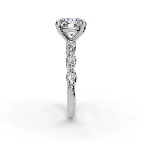 Platinum Round Engagement Ring Setting Image 3 SVS Fine Jewelry Oceanside, NY
