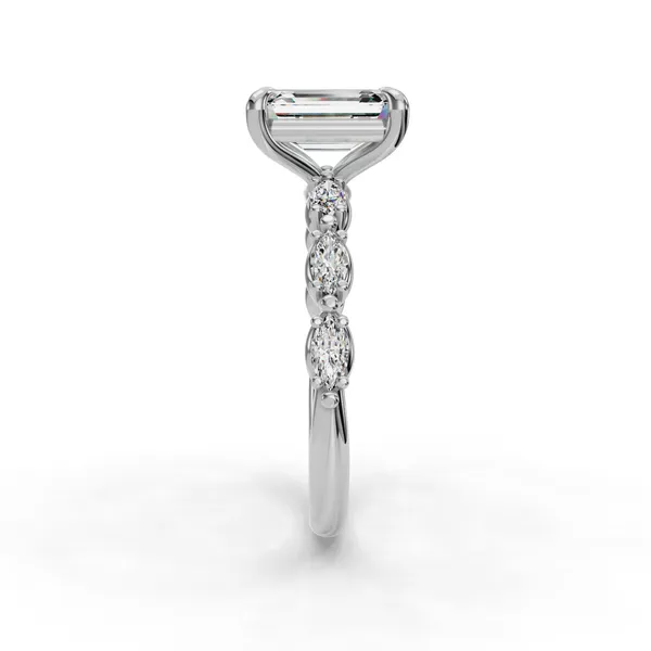 Platinum Emerald Engagement Ring Setting Image 3 SVS Fine Jewelry Oceanside, NY