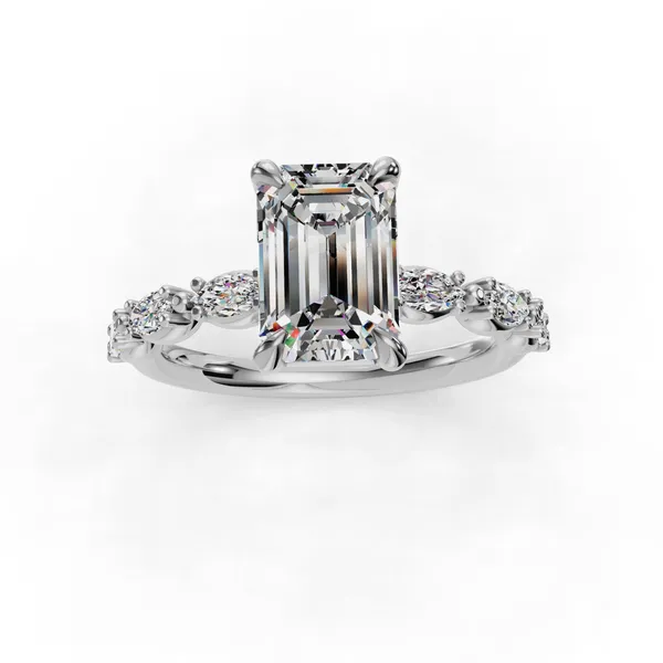 Platinum Emerald Engagement Ring Setting Image 4 SVS Fine Jewelry Oceanside, NY