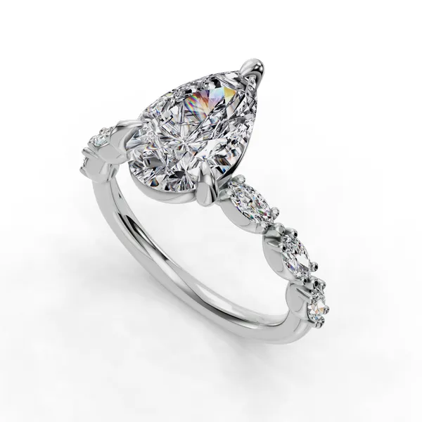 Platinum Pear Engagement Ring Setting SVS Fine Jewelry Oceanside, NY
