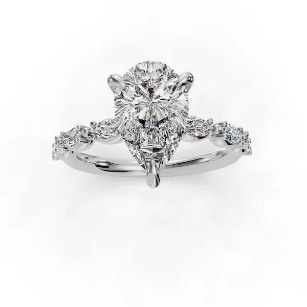 Platinum Pear Engagement Ring Setting Image 4 SVS Fine Jewelry Oceanside, NY