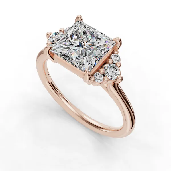 14K Rose Gold Princess Engagement Ring Setting SVS Fine Jewelry Oceanside, NY