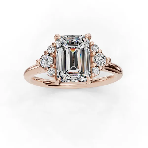 14K Rose Gold Emerald Engagement Ring Setting Image 4 SVS Fine Jewelry Oceanside, NY