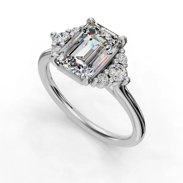 14K White Gold Emerald Engagement Ring Setting SVS Fine Jewelry Oceanside, NY