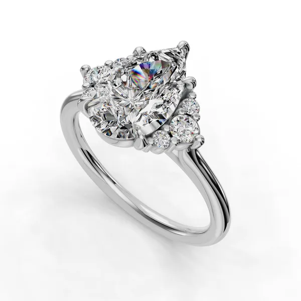 14K White Gold Pear Engagement Ring Setting SVS Fine Jewelry Oceanside, NY
