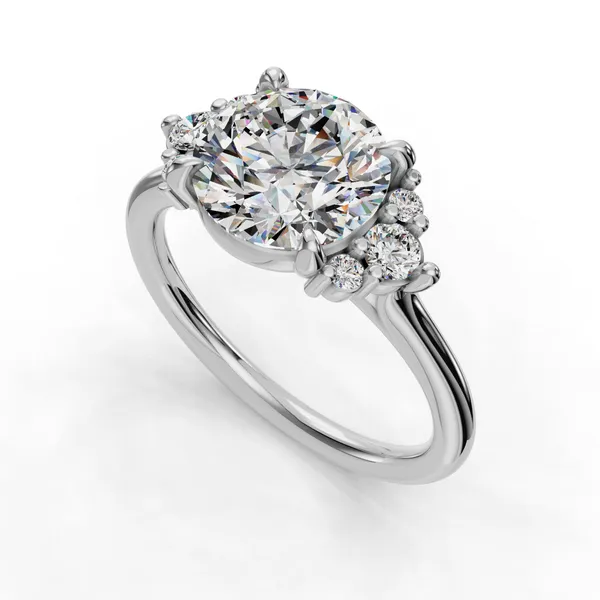 14K White Gold Round Engagement Ring Setting SVS Fine Jewelry Oceanside, NY