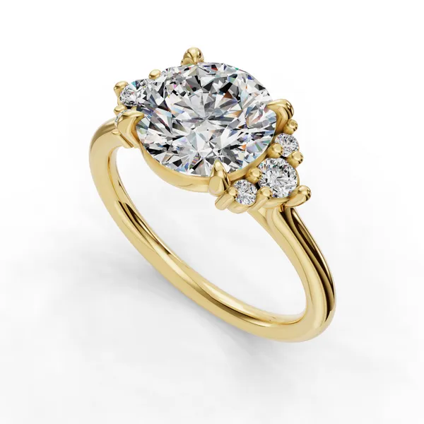 14K Yellow Gold Round Engagement Ring Setting SVS Fine Jewelry Oceanside, NY