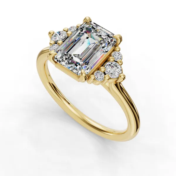 14K Yellow Gold Emerald Engagement Ring Setting SVS Fine Jewelry Oceanside, NY