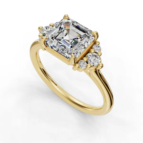 14K Yellow Gold Asscher Engagement Ring Setting SVS Fine Jewelry Oceanside, NY