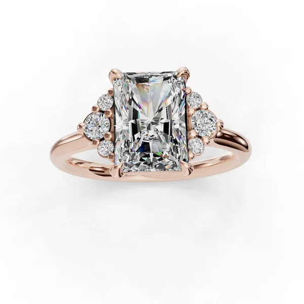 18K Rose Gold Radiant Engagement Ring Setting Image 4 SVS Fine Jewelry Oceanside, NY