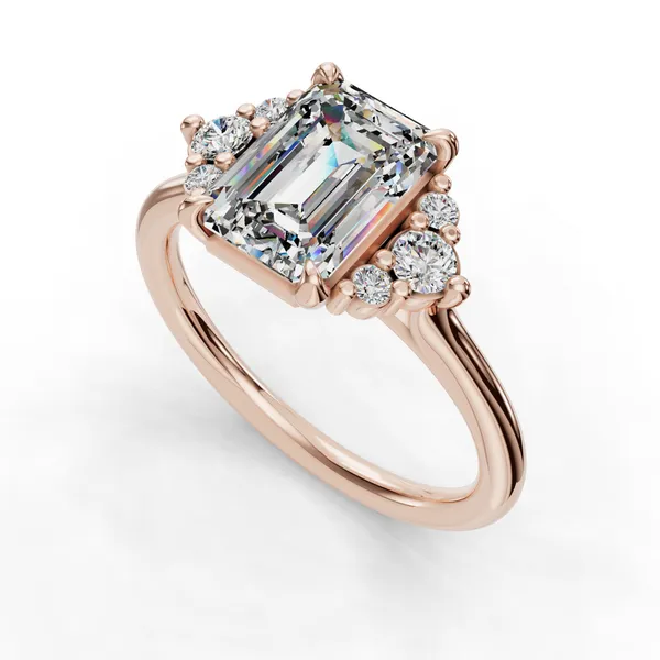 18K Rose Gold Emerald Engagement Ring Setting SVS Fine Jewelry Oceanside, NY