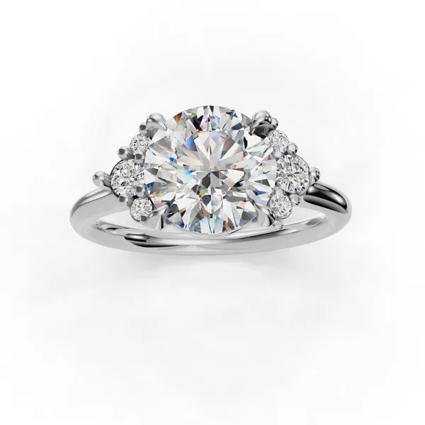 18K White Gold Round Engagement Ring Setting Image 4 SVS Fine Jewelry Oceanside, NY