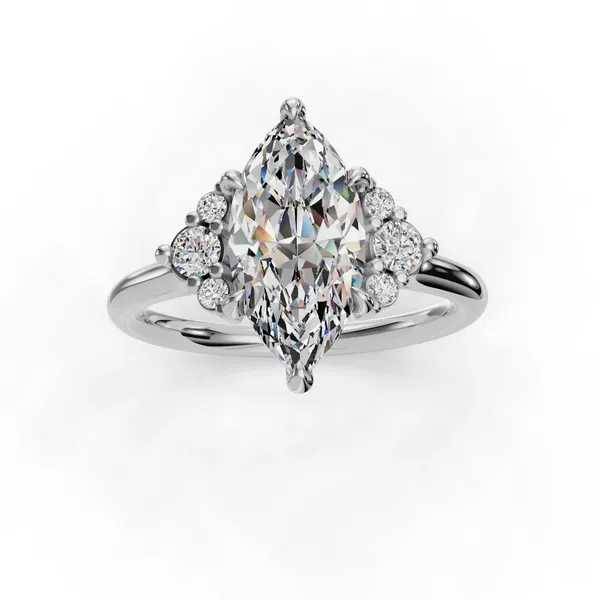 18K White Gold Marquise Engagement Ring Setting Image 4 SVS Fine Jewelry Oceanside, NY