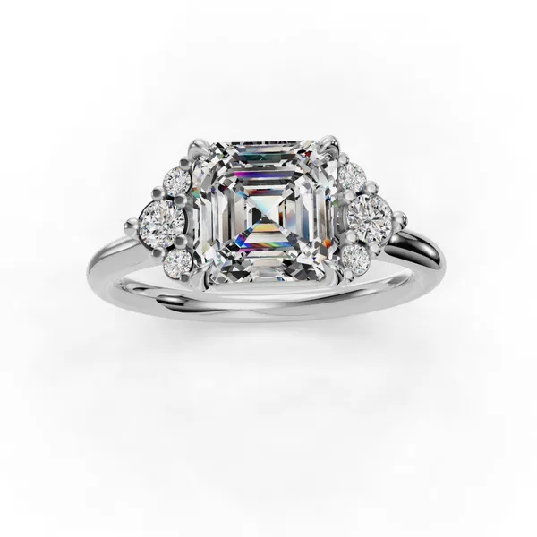 18K White Gold Asscher Engagement Ring Setting Image 4 SVS Fine Jewelry Oceanside, NY