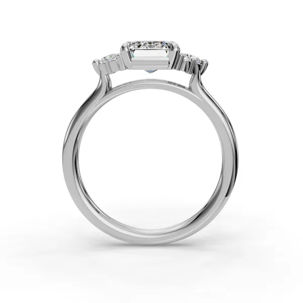 18K White Gold Emerald Engagement Ring Setting Image 2 SVS Fine Jewelry Oceanside, NY