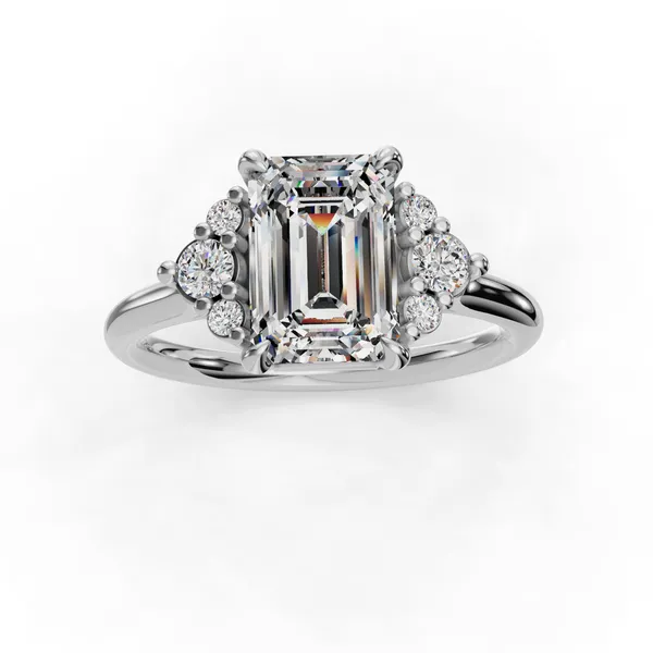 18K White Gold Emerald Engagement Ring Setting Image 4 SVS Fine Jewelry Oceanside, NY