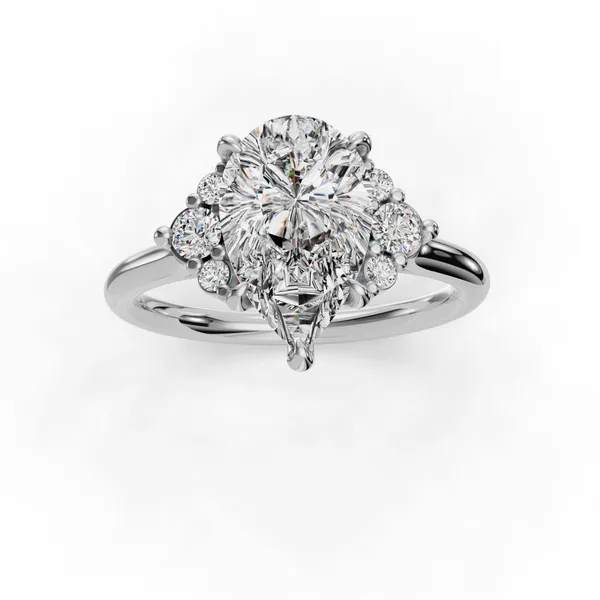 18K White Gold Pear Engagement Ring Setting Image 4 SVS Fine Jewelry Oceanside, NY