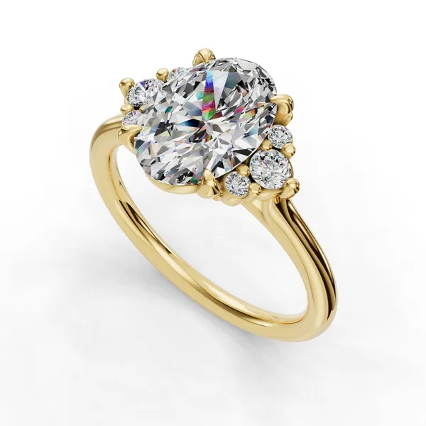 18K Yellow Gold Oval Engagement Ring Setting SVS Fine Jewelry Oceanside, NY