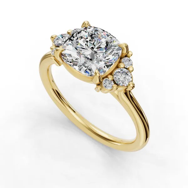 18K Yellow Gold Cushion Engagement Ring Setting SVS Fine Jewelry Oceanside, NY