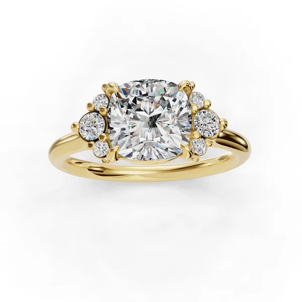 18K Yellow Gold Cushion Engagement Ring Setting Image 4 SVS Fine Jewelry Oceanside, NY