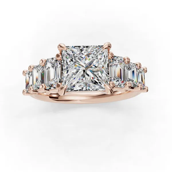 14K Rose Gold Princess Engagement Ring Setting Image 4 SVS Fine Jewelry Oceanside, NY