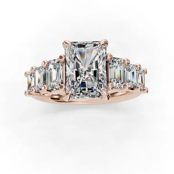 14K Rose Gold Radiant Engagement Ring Setting Image 4 SVS Fine Jewelry Oceanside, NY