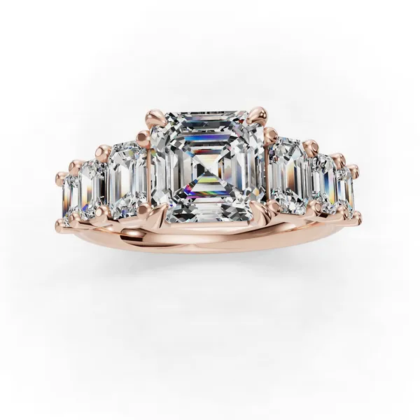 14K Rose Gold Asscher Engagement Ring Setting Image 4 SVS Fine Jewelry Oceanside, NY