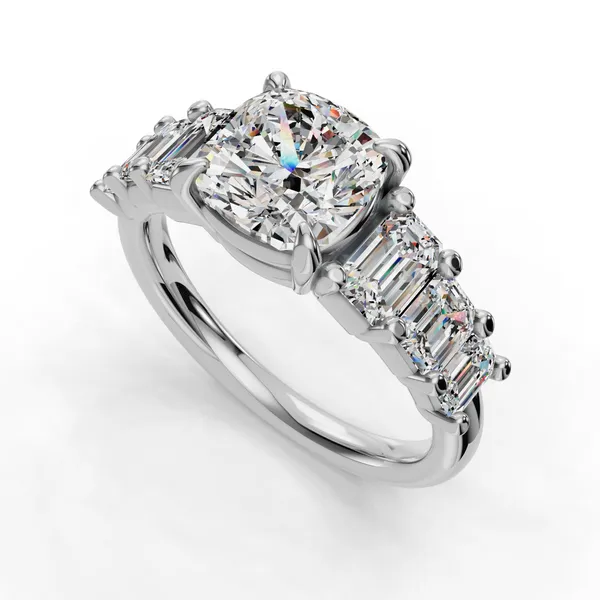 14K White Gold Cushion Engagement Ring Setting SVS Fine Jewelry Oceanside, NY