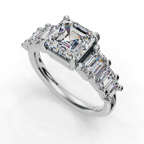 14K White Gold Asscher Engagement Ring Setting SVS Fine Jewelry Oceanside, NY