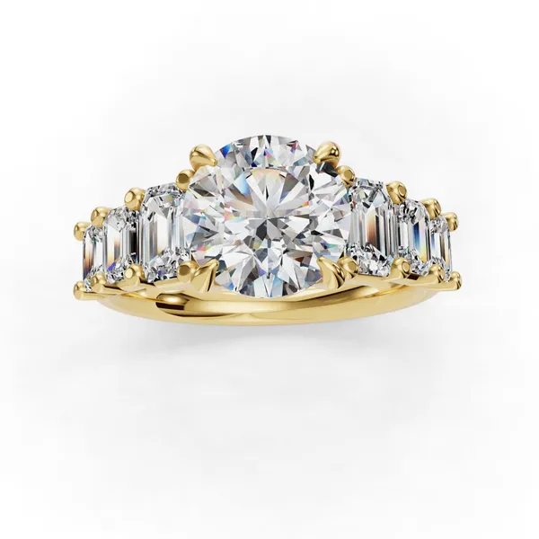 14K Yellow Gold Round Engagement Ring Setting Image 4 SVS Fine Jewelry Oceanside, NY