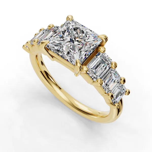 14K Yellow Gold Princess Engagement Ring Setting SVS Fine Jewelry Oceanside, NY