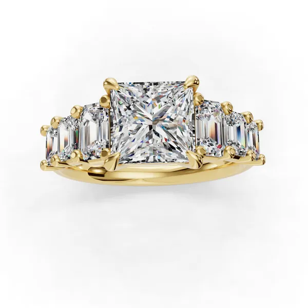 14K Yellow Gold Princess Engagement Ring Setting Image 4 SVS Fine Jewelry Oceanside, NY