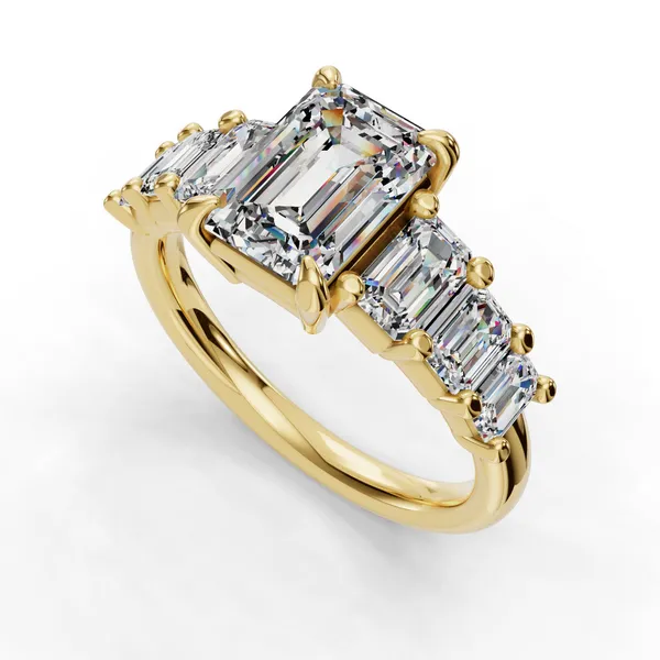 14K Yellow Gold Emerald Engagement Ring Setting SVS Fine Jewelry Oceanside, NY