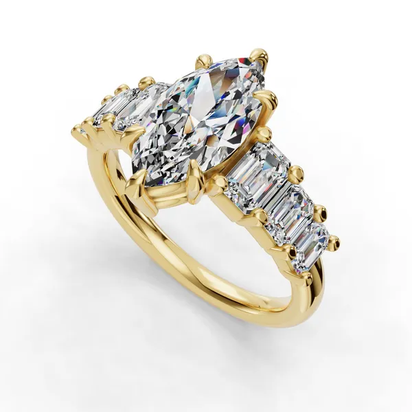 14K Yellow Gold Marquise Engagement Ring Setting SVS Fine Jewelry Oceanside, NY