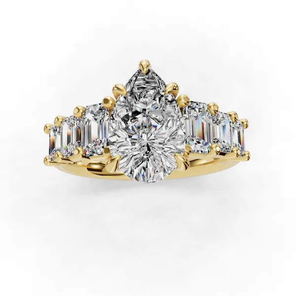 14K Yellow Gold Pear Engagement Ring Setting Image 4 SVS Fine Jewelry Oceanside, NY