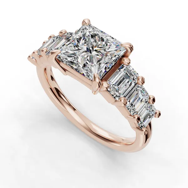 18K Rose Gold Princess Engagement Ring Setting SVS Fine Jewelry Oceanside, NY