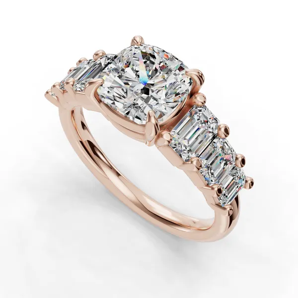 18K Rose Gold Cushion Engagement Ring Setting SVS Fine Jewelry Oceanside, NY