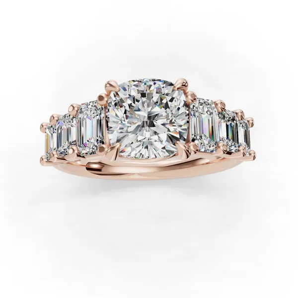 18K Rose Gold Cushion Engagement Ring Setting Image 4 SVS Fine Jewelry Oceanside, NY