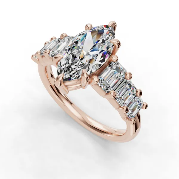 18K Rose Gold Marquise Engagement Ring Setting SVS Fine Jewelry Oceanside, NY