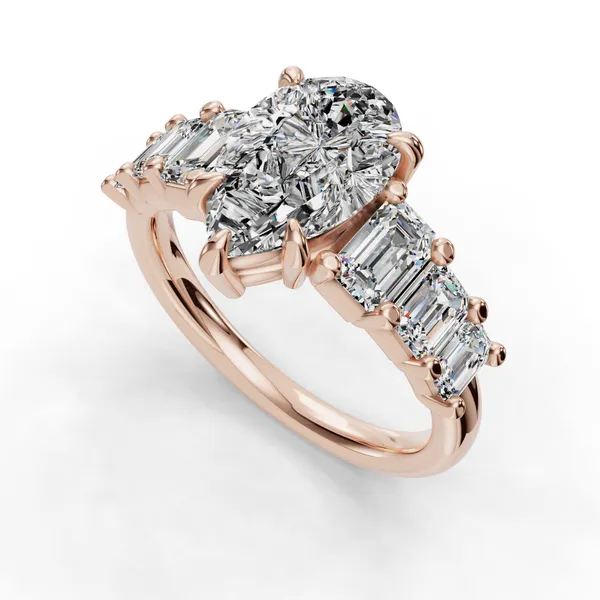 18K Rose Gold Pear Engagement Ring Setting SVS Fine Jewelry Oceanside, NY