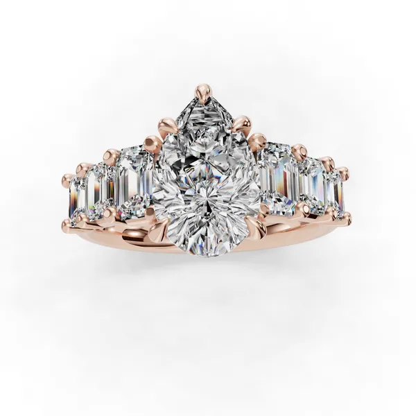 18K Rose Gold Pear Engagement Ring Setting Image 4 SVS Fine Jewelry Oceanside, NY