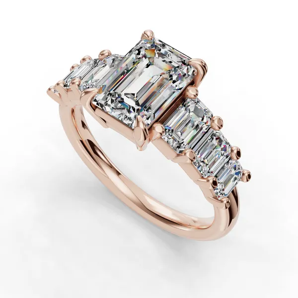 18K Rose Gold Emerald Engagement Ring Setting SVS Fine Jewelry Oceanside, NY