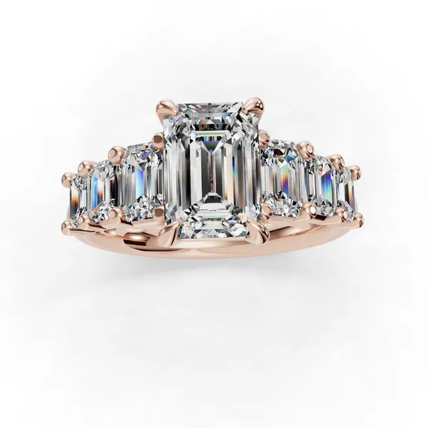 18K Rose Gold Emerald Engagement Ring Setting Image 4 SVS Fine Jewelry Oceanside, NY